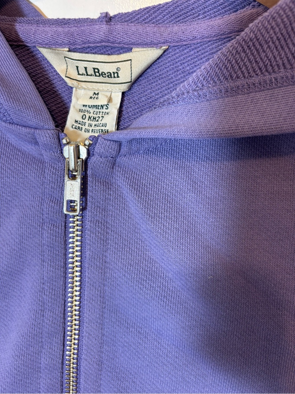 L.L. Bean Lavender Full-Zip Hoodie with Silver Hardware